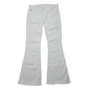 Hudson Ferris Flap Flare Jeans Womens 27 Raw Hem Stretch Low Rise 29 in Inseam